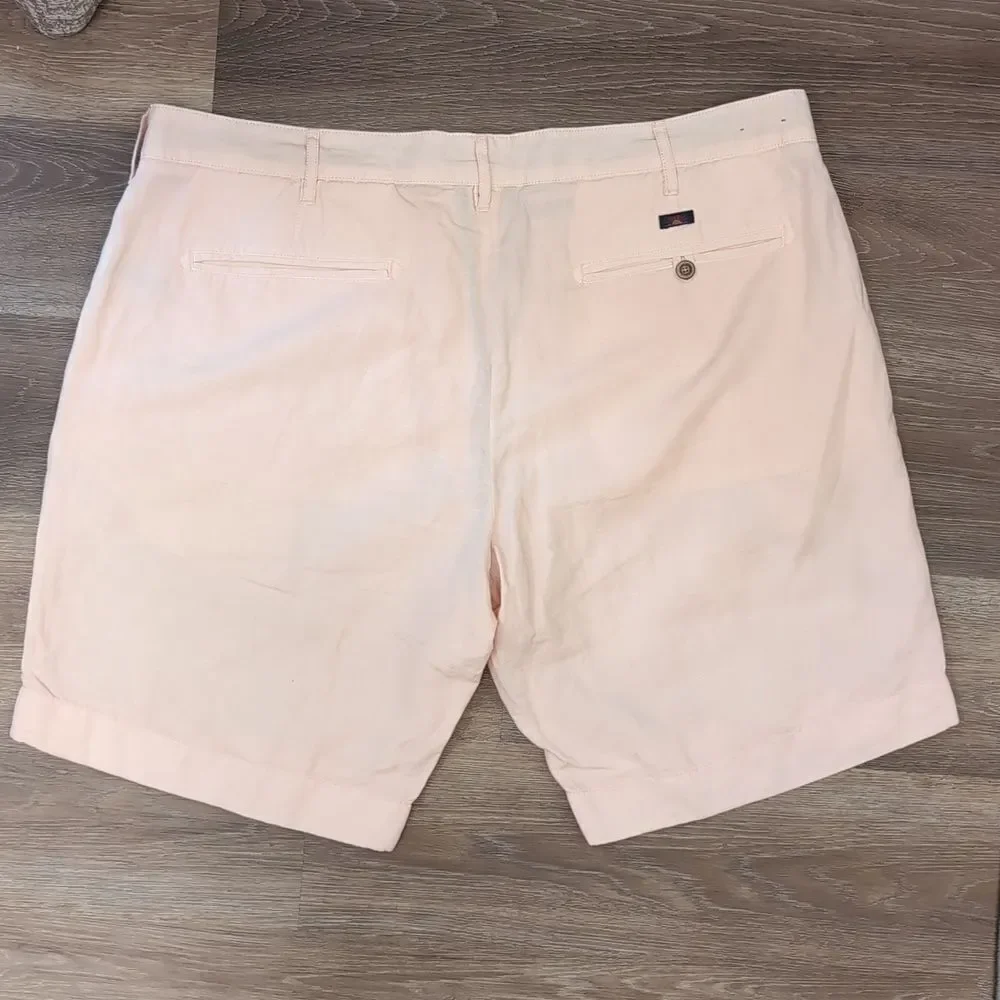 Faherty Malibu Linen & Cotton Summer Pink Chino Shorts Sz 38